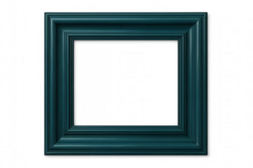 Dark teal picture frame with transparent background, elegantly displaying artwork or photographic images