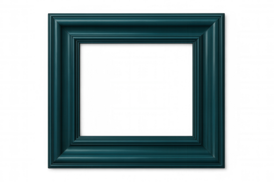 Dark teal picture frame with transparent background, elegantly displaying artwork or photographic images