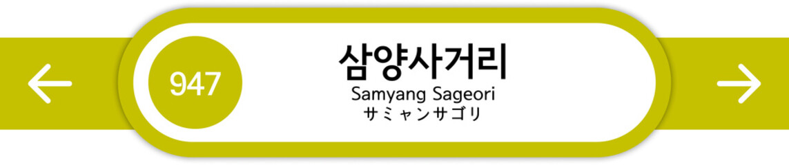 Illustration of Korean subway station names written in Korean, English and Japanese