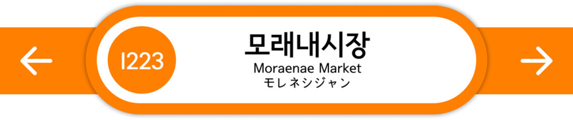 Illustration of Korean subway station names written in Korean, English and Japanese