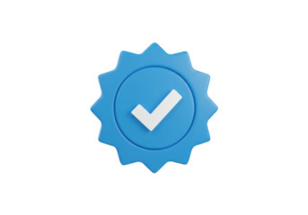Isolated verified badge icon symbol, official checkmark emblem of authority, credibility
