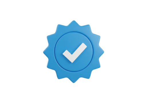 Isolated verified badge icon symbol, official checkmark emblem of authority, credibility