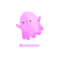 Scary halloween card with ghost. Trick or treat.  Autumn holiday, scary design