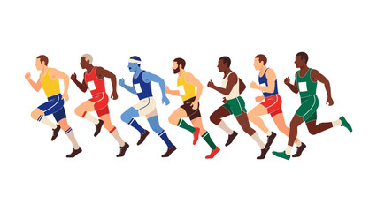 Race to the Finish: A dynamic illustration showcases diverse athletes competing in a spirited sprint, each dedicated to pushing their limits. This embodies determination, competition.