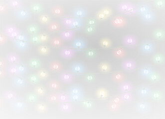 Light String Garland Holiday Vector – Festive Garland PNG with Bright Decoration, Star Glow and Merry Christmas Style