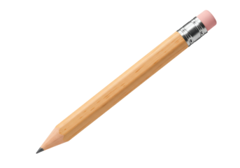 Isolated pencil with eraser for writing, drawing, sketching in office, school, at home