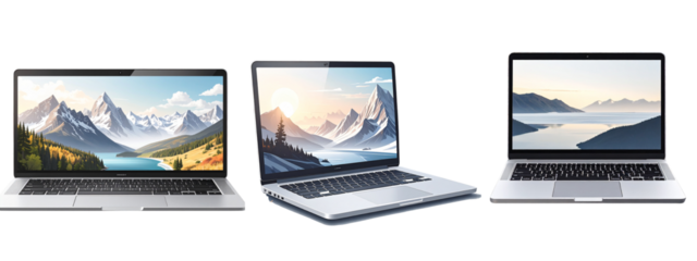 Transparent PNG Minimal Laptop Icon Style with Blank Display,