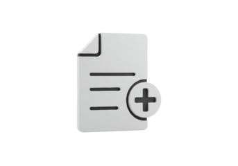 Isolated New File Document Illustration, Paper Sheet with Plus Sign; Add File, Add Document
