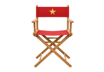 Isolated director's chair with Vietnamese flag, a seat for directors and entertainment