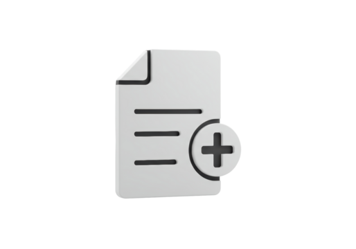 Isolated New File Document Illustration, Paper Sheet with Plus Sign; Add File, Add Document