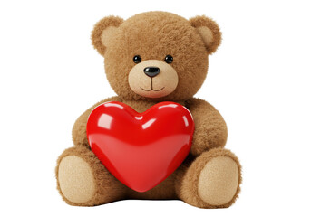 Isolated Teddy Bear Holding Heart, Love Concept, Valentine’s Day Gift, Children’s Toy