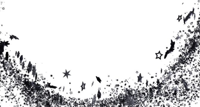 A high-resolution image of black star confetti on a white background. Perfect for celebratory designs.