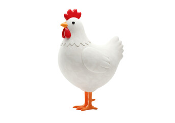 Isolated Cartoon Chicken, Farm Animal, Domestic Bird, Cute 3d Rendered Easter Symbol