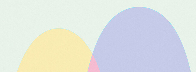 Abstract minimal background with pastel geometric forms. Smooth curves and noise texture for modern design, spring themes, web, packaging, posters and cards. Long banner