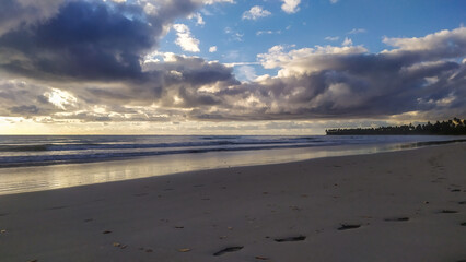 Shades of blue dance across the ocean at Bainema Beach, reflecting the tropical beauty of Boipeba Island, Bahia.