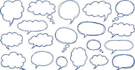 Hand drawn speech bubbles and thought bubbles collection