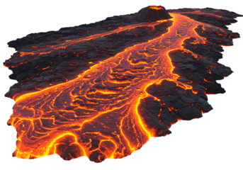 Molten Lava Flow: Abstract Volcanic Texture isolated on transparent background