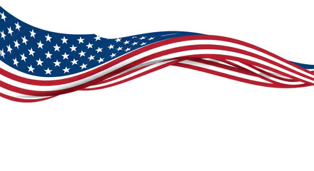 Waving American Flag Graphic Design on Isolated Background, Symbolizing Patriotism, Freedom, and National Pride for USA Holidays. isolated on transparent background, png background. No Background PNG