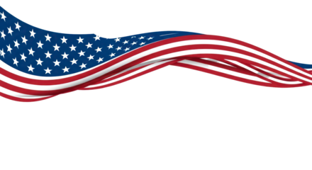 Waving American Flag Graphic Design on Isolated Background, Symbolizing Patriotism, Freedom, and National Pride for USA Holidays. isolated on transparent background, png background. No Background PNG