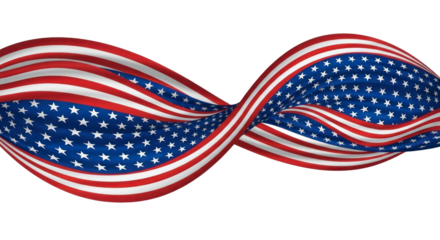 Elegant Waving American Flag Design Featuring Red, White, and Blue Stripes and Stars, Symbolizing Patriotism, Isolated on a Clean Background. isolated on transparent background, png background