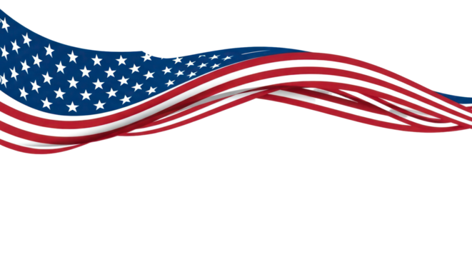 Waving American Flag Graphic Design on Isolated Background, Symbolizing Patriotism, Freedom, and National Pride for USA Holidays. isolated on transparent background, png background. No Background PNG