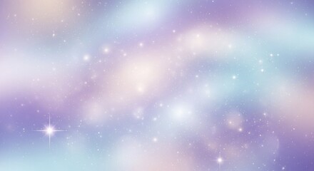 Dreamy Pastel Galaxy Sky with Sparkling Stars and Soft Nebulae - Ethereal Space Background in Purple, Pink, and Blue Hues