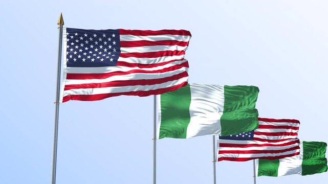 A Row Of United States And Nigeria Flag