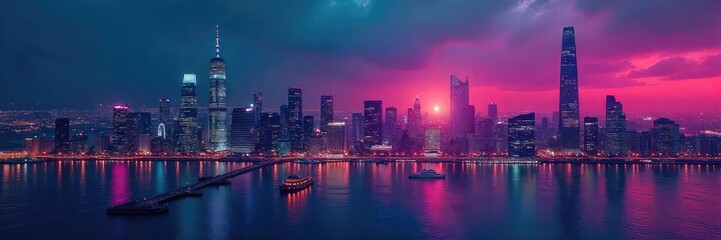 Fototapeta premium A modern cityscape backdrop with sleek, abstract corporate logos subtly integrated, reflecting a strong brand identity and urban sophistication , brand identity, luxury