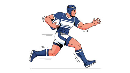 Fototapeta premium Rugby Player in Action: Dynamic illustration capturing a rugby player in full stride, poised to make a powerful play with the ball.