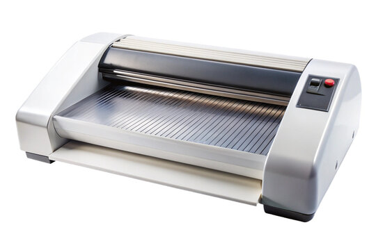 Professional white office laminator machine for document protection and preservation isolated transparent background
