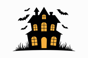 Spooky Haunted House at Night Under a Full Moon