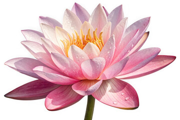 Beautiful pink water lily flower blooming in serene natural setting transparent background