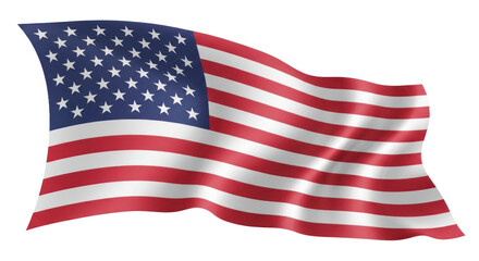 Fototapeta premium Waving American Flag with Stars and Stripes, a Symbol of Patriotism and Freedom, Isolated on Transparent Background. isolated on transparent background, png background. PNG Transparent Background