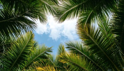 Fototapeta premium Palm leaves frame a bright sky