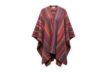 Woven Poncho with Diagonal Stripes isolated on transparent background
