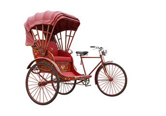 Red Passenger Tricycle on White Background isolated on transparent background