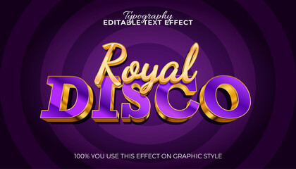 Royal Disco Typography Editable Text Effect with Gold and Purple Colors