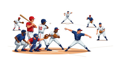 Baseball Game Illustration: A dynamic illustration depicting the essence of a baseball game, capturing the action, team spirit, and strategic moments of a classic sport.