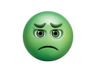 Disgusted Emoji Face with Green Skin 3d icon isolated on transparent White background png
