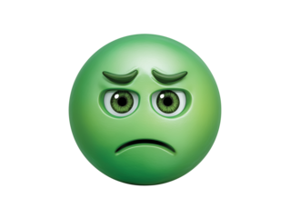 Disgusted Emoji Face with Green Skin 3d icon isolated on transparent White background png