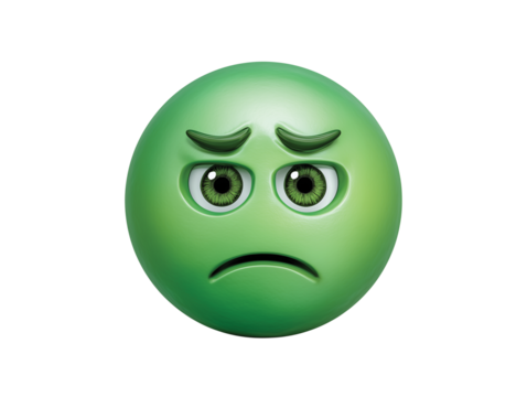Disgusted Emoji Face with Green Skin 3d icon isolated on transparent White background png