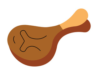 Roasted chicken or turkey drumstick illustration for food concepts.Stylized fried chicken leg graphic for restaurant and fast food menus.