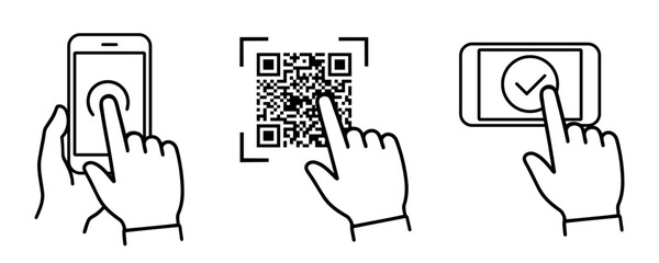 Hand touch screen smartphone. Click on the smartphone. Electronic device art