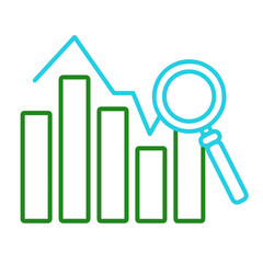 magnifying glass, chart, and graph in business theme 