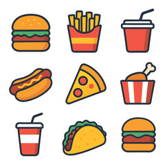 Fast Food Icon Set Vector