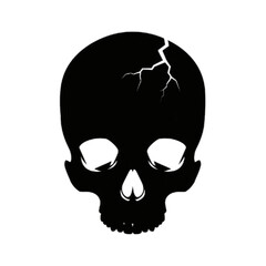 Fototapeta premium Black Silhouette Skull with Cracked Head