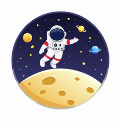 Fototapeta premium Astronaut Floating Above the Moon Space Exploration and Discovery