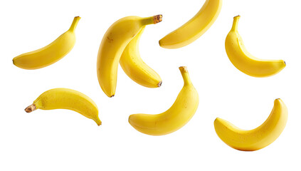 Yellow bananas scattered on black background