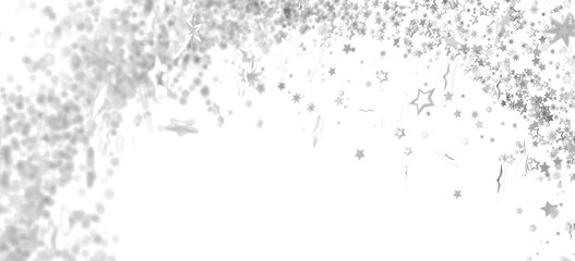 Sparkling silver stars on white. Perfect for holiday, celebration, or magical designs.