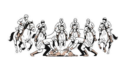 Horse Polo Illustration: An artistic illustration captures the thrilling action of a horse polo match, showcasing the dynamic interaction between players and their horses on the field.